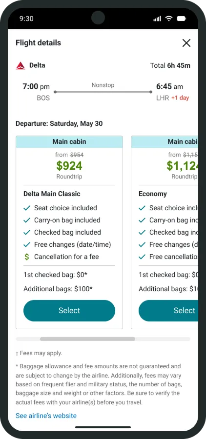 Fare select mobile