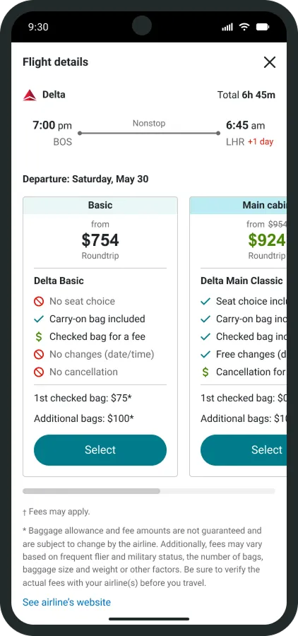 Fare select mobile