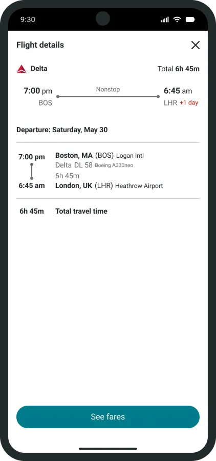 Itinerary mobile