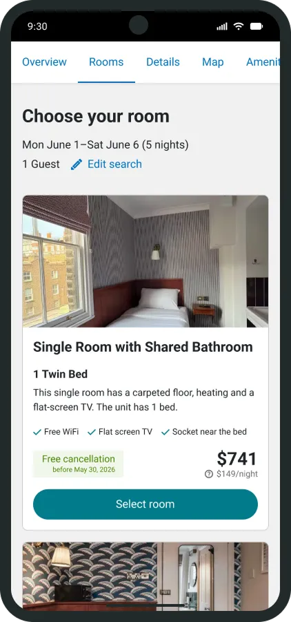 Hotel room details