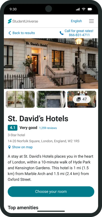 Hotel room select page